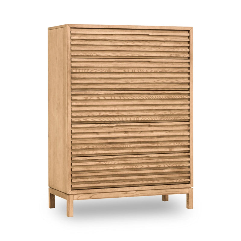 Commode minimaliste bois clair chambre – 132x46 cm