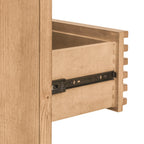 Tiroir commode minimaliste bois clair chêne, glissière métal noir 132x46 cm