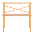Console en bambou naturel clair à 2 étagères et croisillon, 83x32 cm