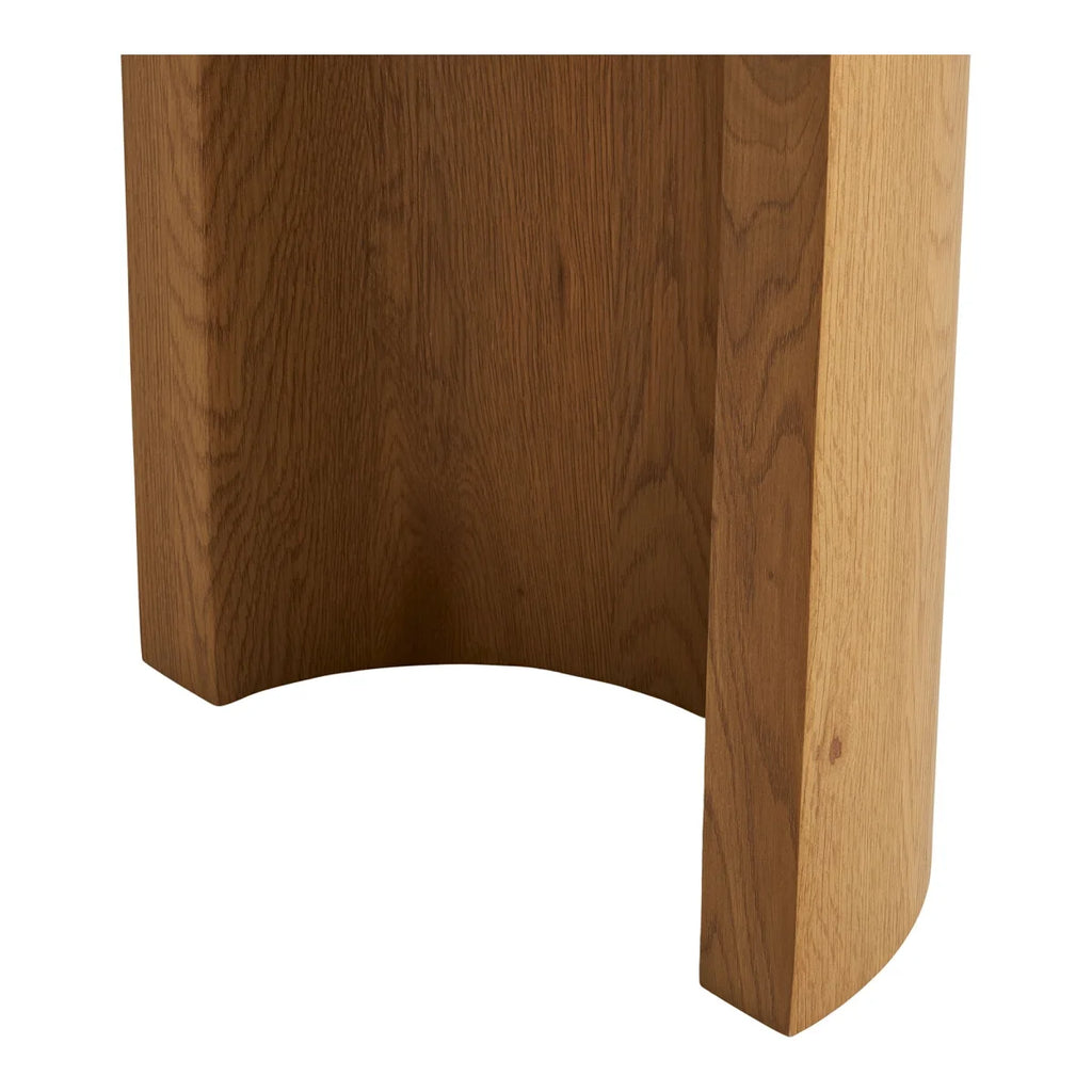 Table basse en bois naturel ovale pieds arrondis 114x38 cm