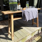 Console en bois recyclé clair avec étagère, 140x30 cm