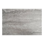 Console rectangulaire en travertin gris veiné poli et métal noir, 110x26 cm