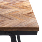 Console rectangulaire pliable en teck naturel et métal noir – 170x40 cm