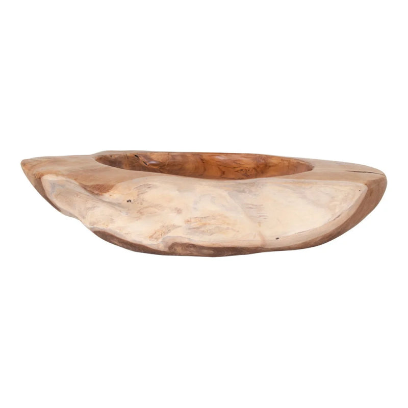 Coupe décorative en bois de teck massif forme organique – Ø40 cm