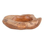 Coupe décorative en bois de teck sculpté forme organique Ø20 cm