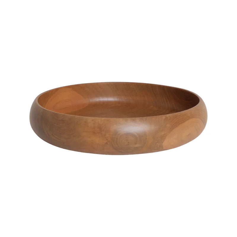 Coupe décorative ronde en teck massif au fini naturel – Ø37 cm