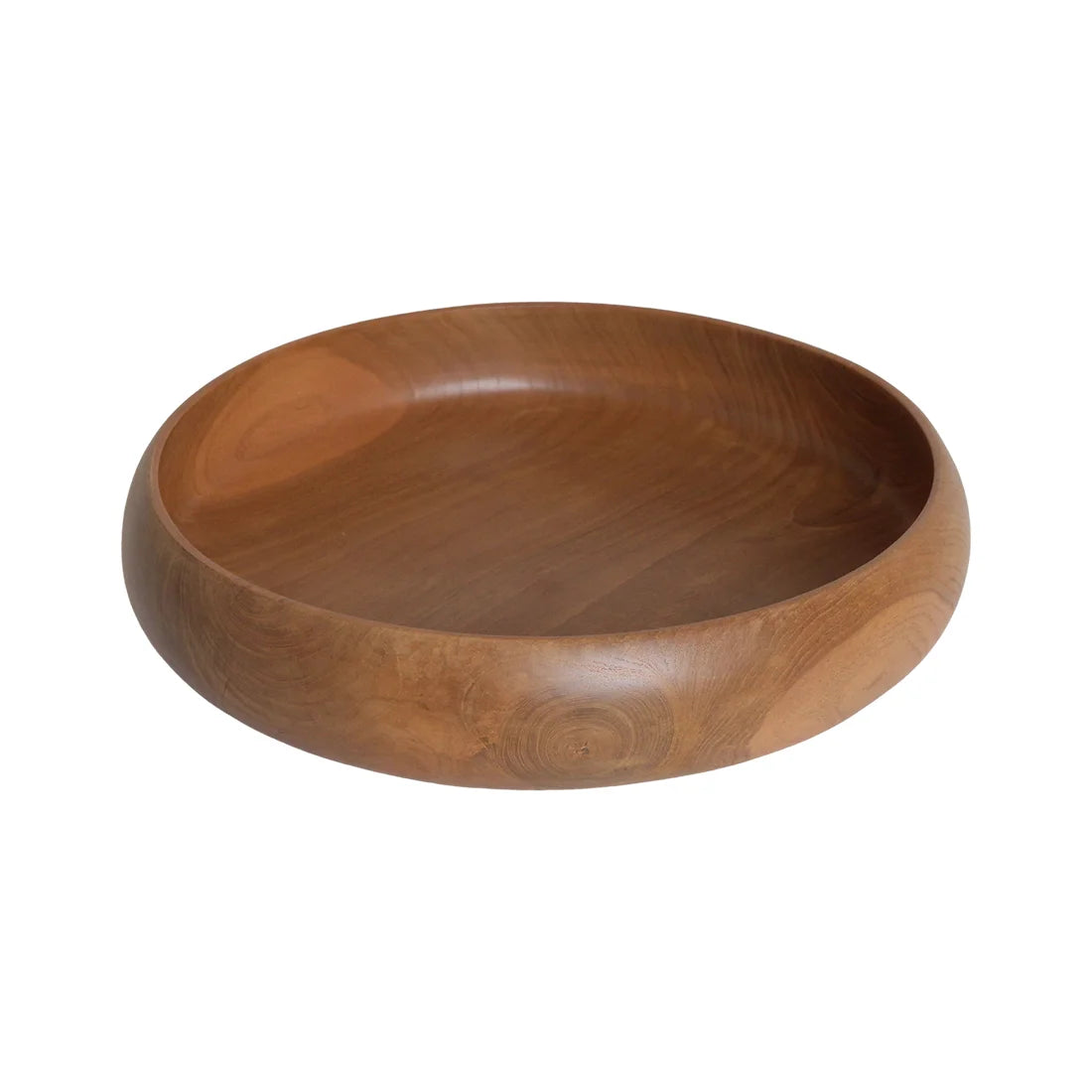 Bol en teck massif rond, fini naturel, Ø37 cm