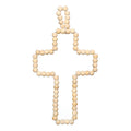 Croix murale en perles de bois naturel à suspendre