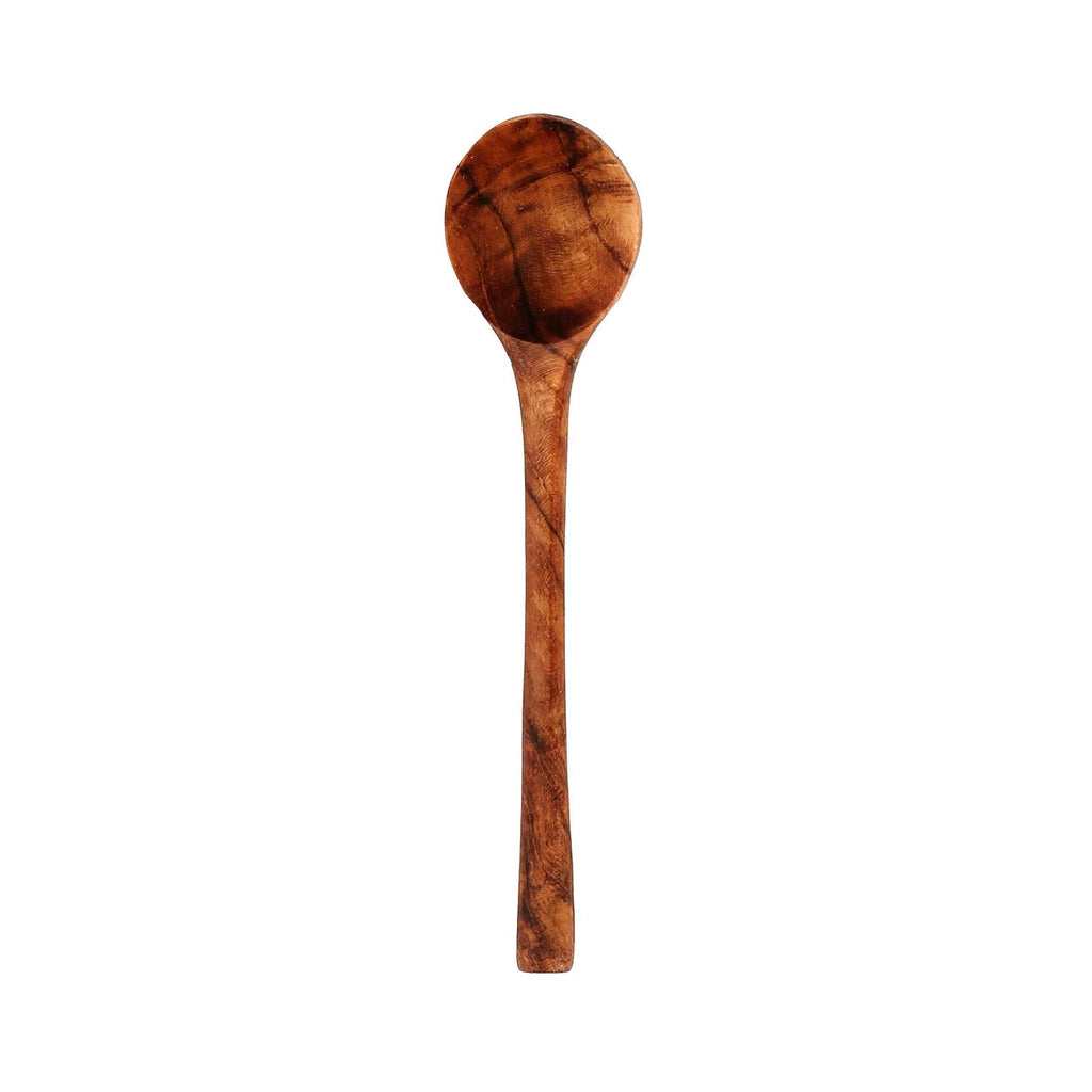 Cuillère en bois de teck massif avec bol rond et manche long pour cuisine élégante