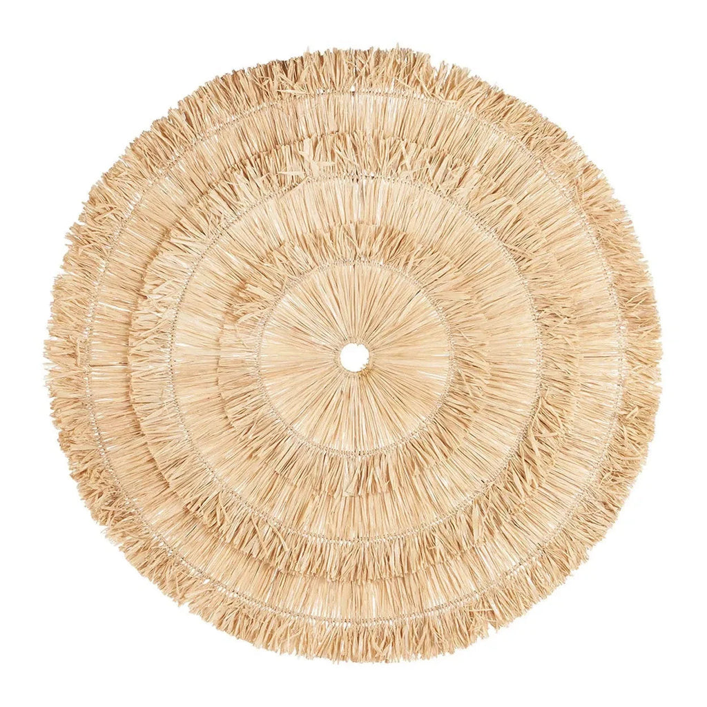Tapis décoratif rond en raffia tissé naturel effet soleil Ø110 cm