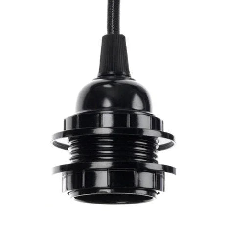 Douille de suspension noire avec câble tissé et interrupteur, 450 cm