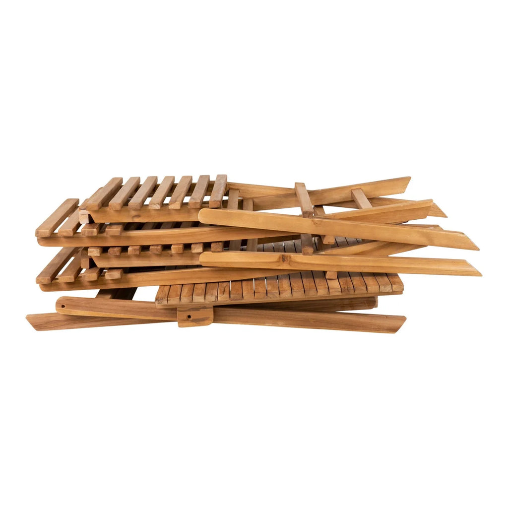 Ensemble bistrot en teck naturel pliant avec table et 2 chaises