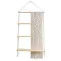 Étagère murale 3 niveaux en macramé fond blanc