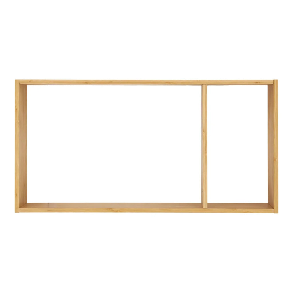 Étagère murale en bambou naturel à compartiments asymétriques 70x15 cm