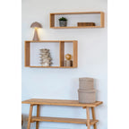 Étagère murale en bambou naturel asymétrique 70x15 cm