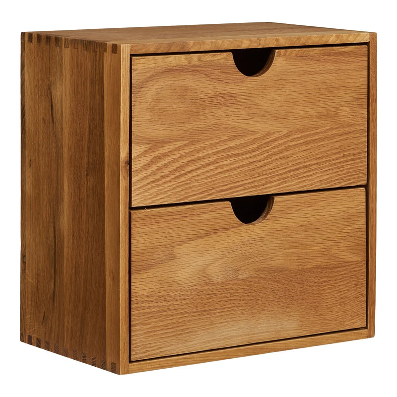 Étagère murale en bois de chêne clair avec tiroirs – 30x30 cm