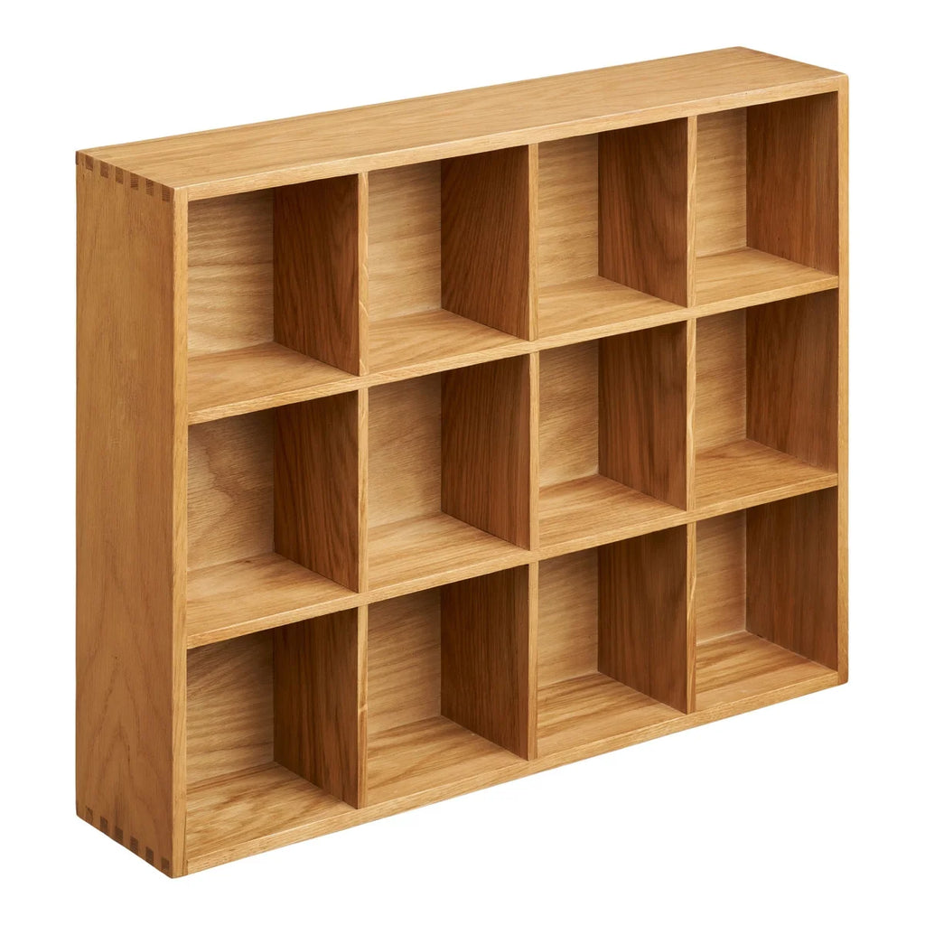 Étagère murale en bois de chêne clair à 12 cases, 39x11x51 cm