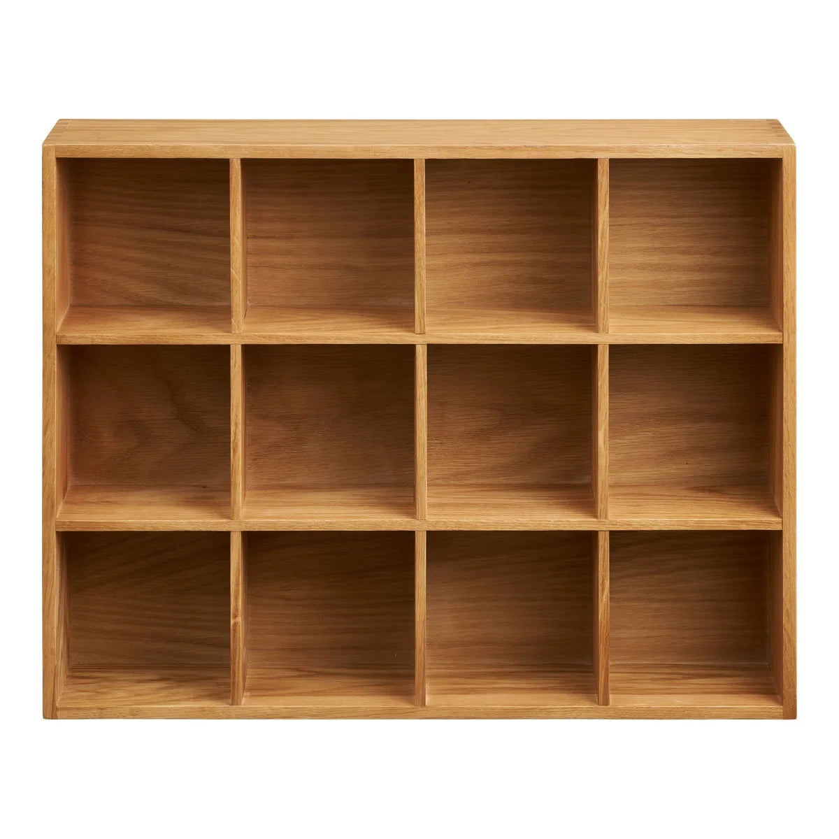Étagère murale en bois de chêne clair, cube minimaliste à 12 cases