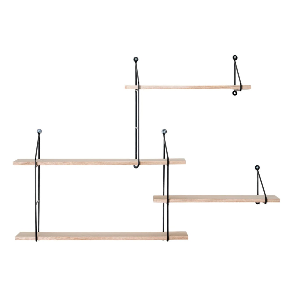 Étagère murale minimaliste bois clair et métal noir 99x17,5 cm