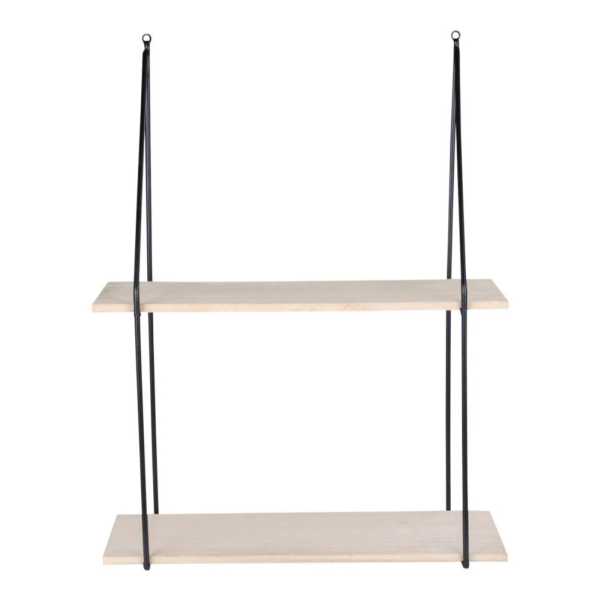 Étagère murale minimaliste en bois de paulownia et acier noir 55x72 cm