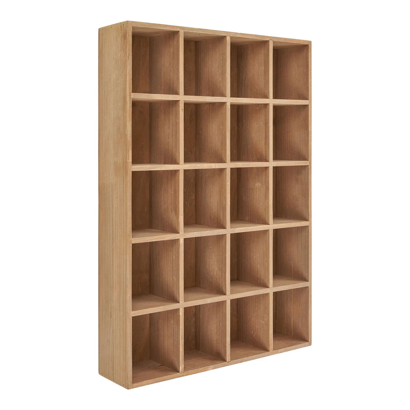 Étagère murale en bois de pin naturel à casiers – 44x10x63 cm