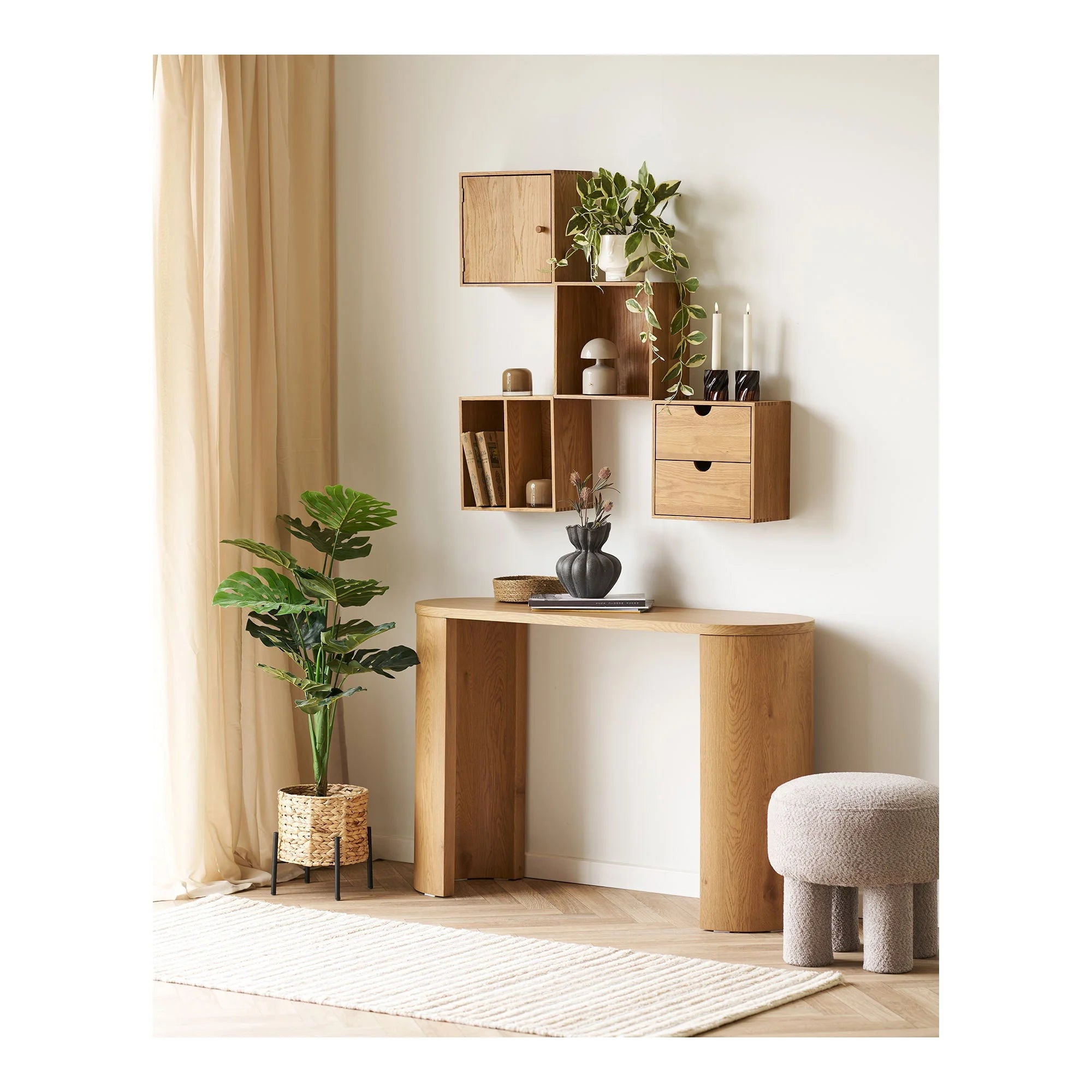 Étagère murale en chêne naturel, design minimaliste 30x18 cm