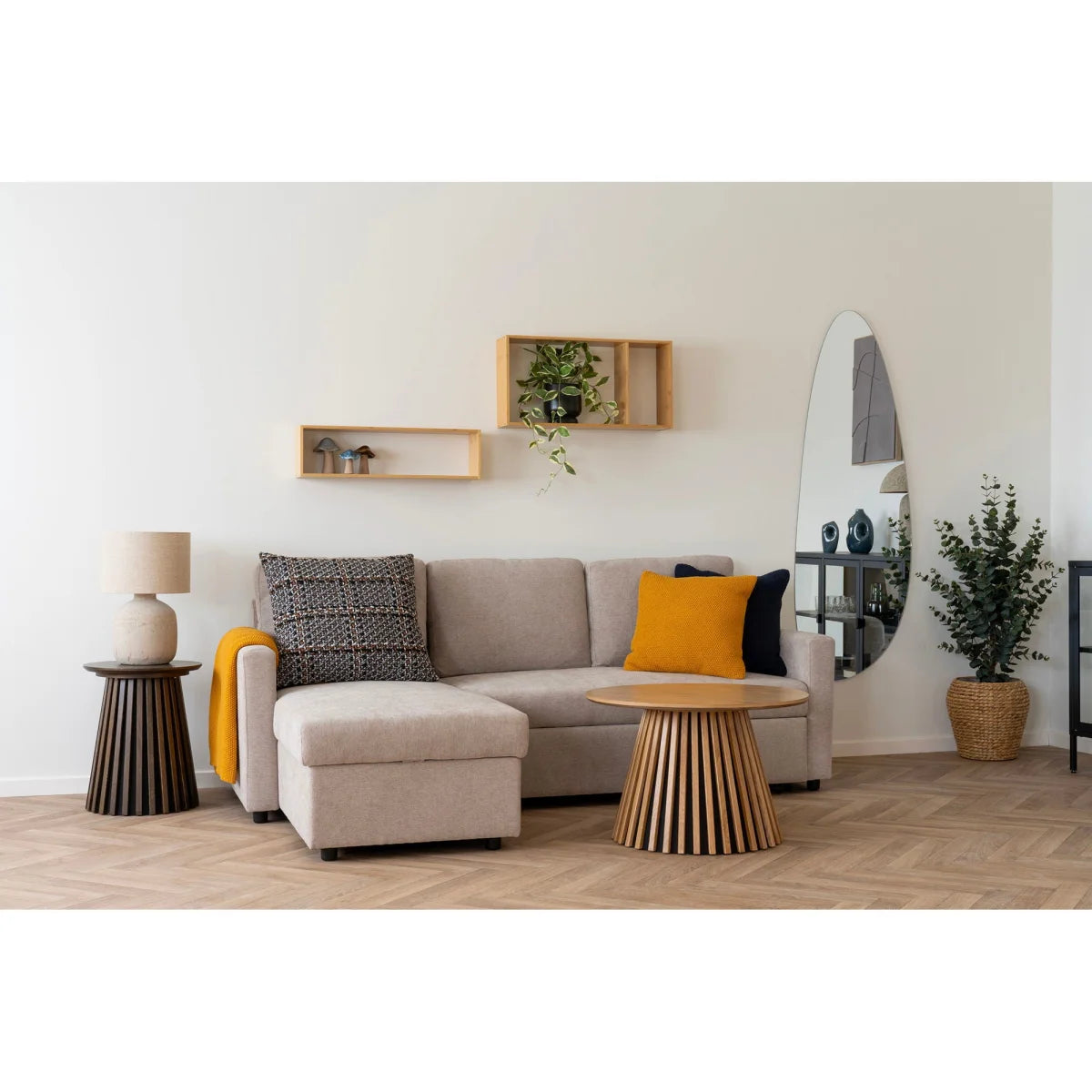 Étagère murale rectangulaire en bambou naturel 70x15 cm beige