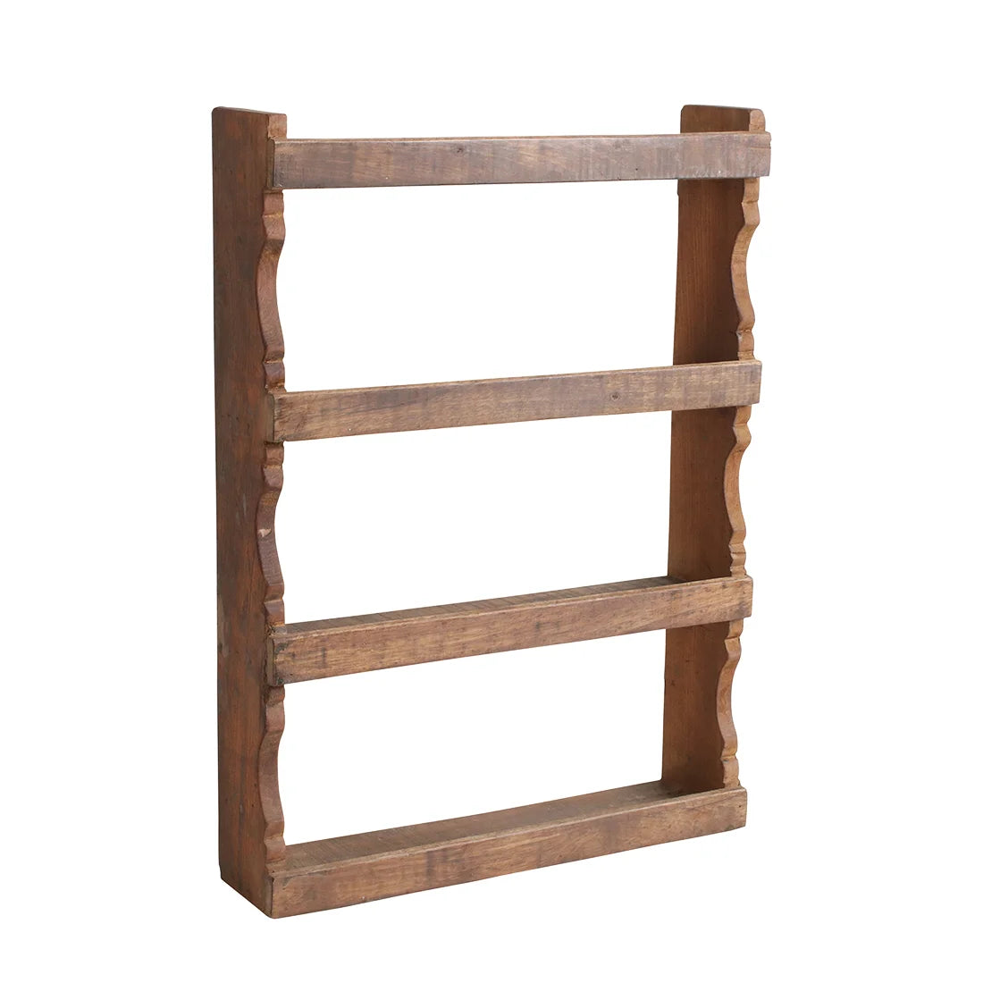 Étagère murale vintage en bois recyclé marron à 3 étages, 48x10 cm
