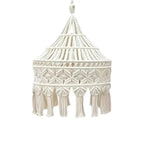 Grand abat-jour en macramé fond blanc