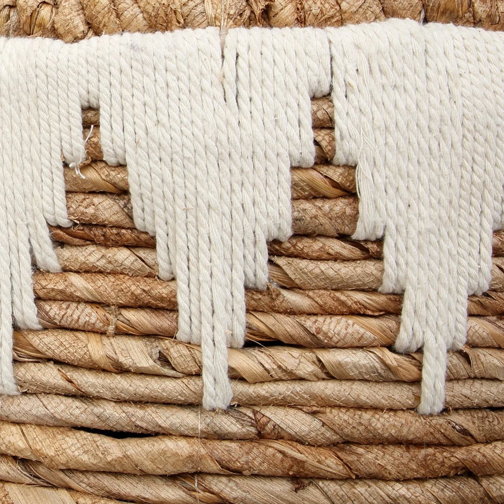 Grand panier à linge en feuille de bananier tressée 55 cm