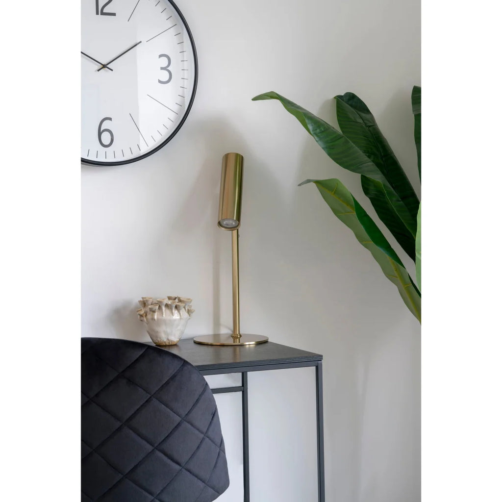 Lampe de table élégante finition or avec abat-jour cylindrique