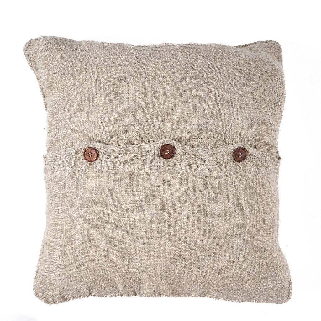 Housse de coussin carré en lin beige et écru texturé