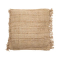 Housse de coussin en coton beige avec franges, texture rugueuse, 60x60 cm
