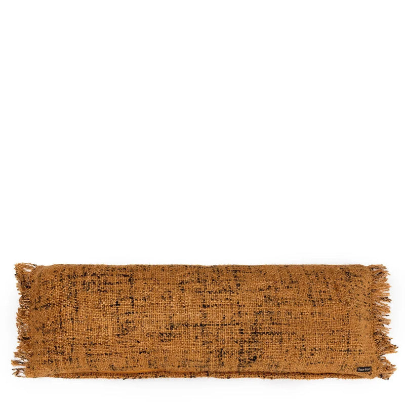 Housse de coussin en coton cannelle noir 35x100 cm