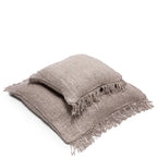 Deux coussins en toile de jute beige avec franges, 60x60 cm, style cocooning et naturel