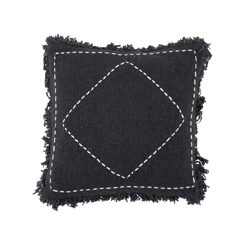 Housse de coussin coton noir blanc motif losange - 45x45 cm