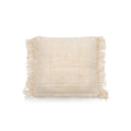 Housse de coussin crème en coton avec franges 40x40 cm texturée