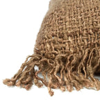 Housse de coussin marron en coton avec franges, 60x60 cm, coussin rustique et chaleureux