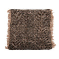 Housse de coussin noir cuivre en coton avec coussin à motif chevron brun beige et franges