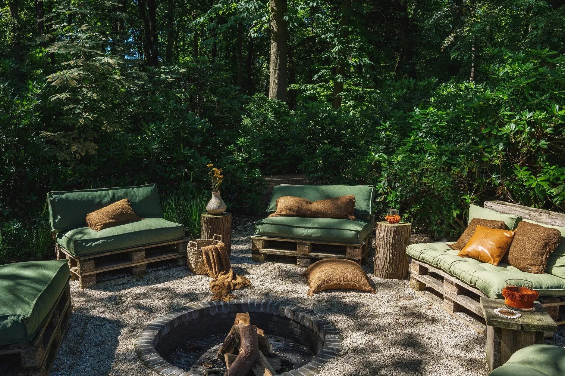 Housse de coussin marron coton 30x50 cm pour mobilier extérieur avec feu de camp
