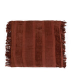 Housse de coussin en velours bordeaux rayé à franges– 60x60 cm