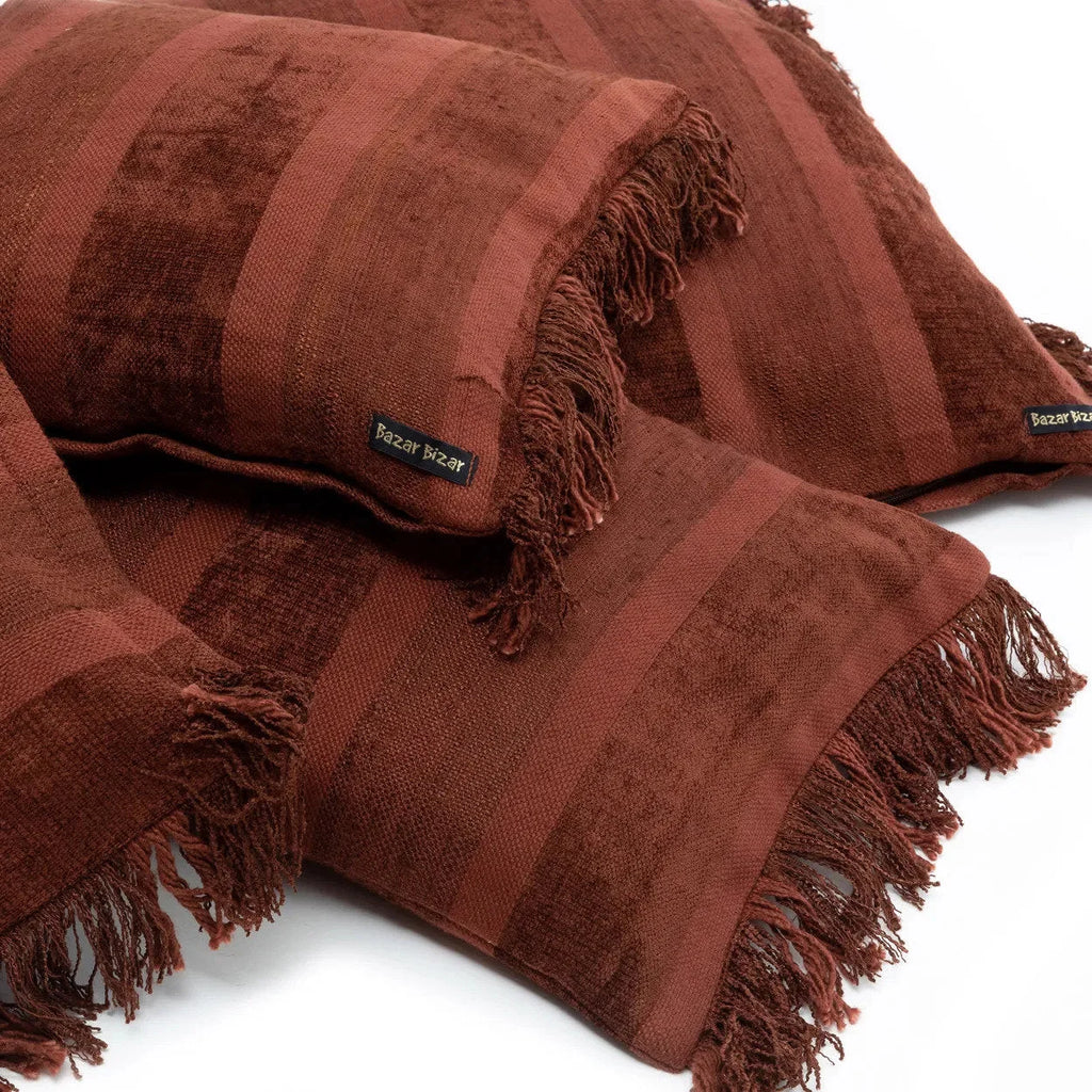 Housse coussin velours bordeaux rectangulaire - 30x50 cm