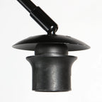 Lampe à arc métal noir effet rotin H190 cm, base noire plastique