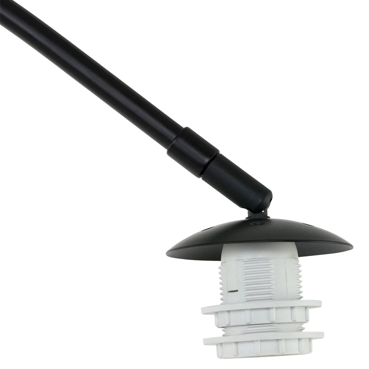 Lampe à arc noire avec abat-jour blanc nervuré, H 180 cm