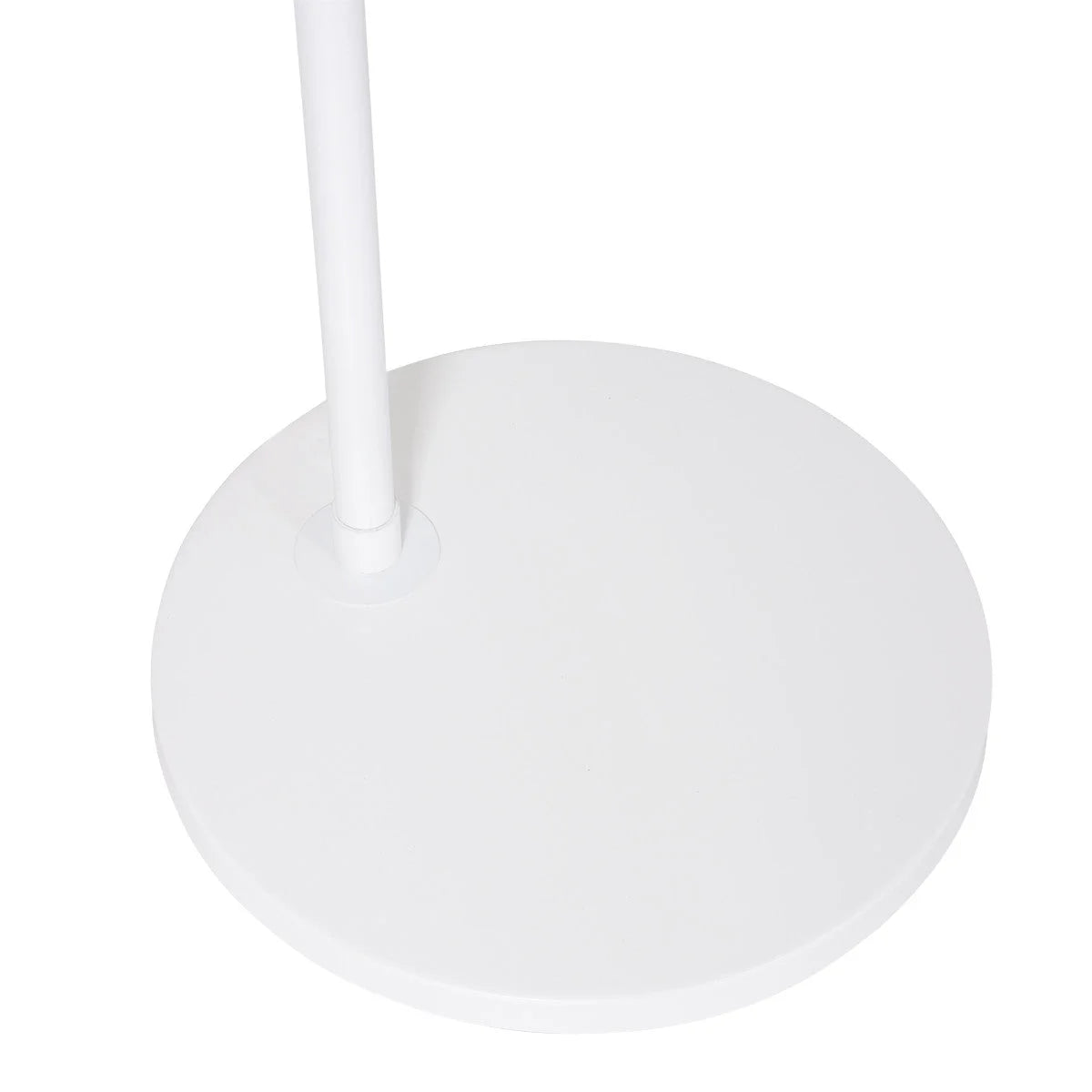 Base circulaire blanche pour lampadaire arc en métal avec abat-jour en tissu tambour