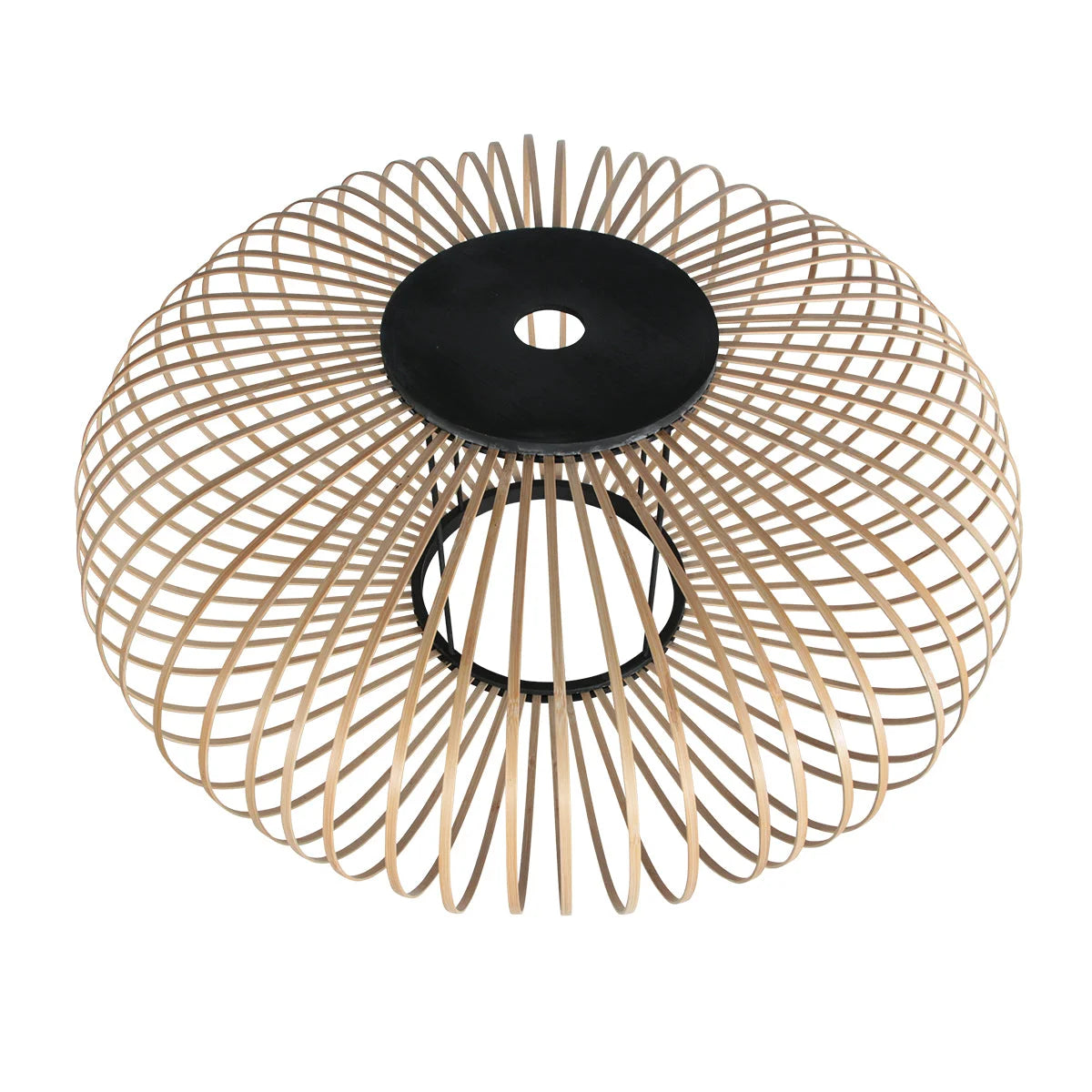 Lampadaire arc filaire métal noir avec abat-jour ovale effet rotin