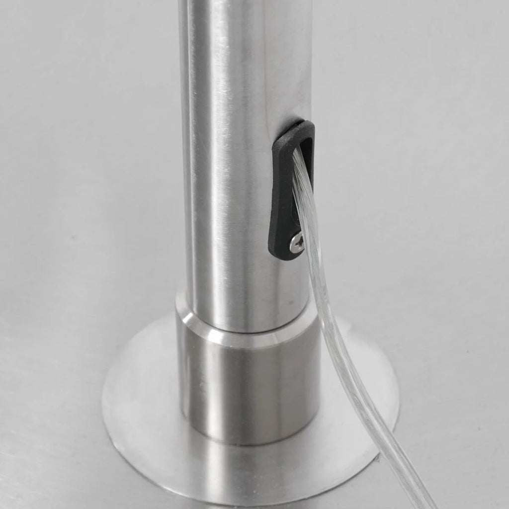 Poteau en acier inoxydable avec tube transparent et port noir pour Lampadaire arc H240 cm