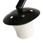Lampadaire arc métal noir avec abat-jour ajouré rotin naturel, H180 cm