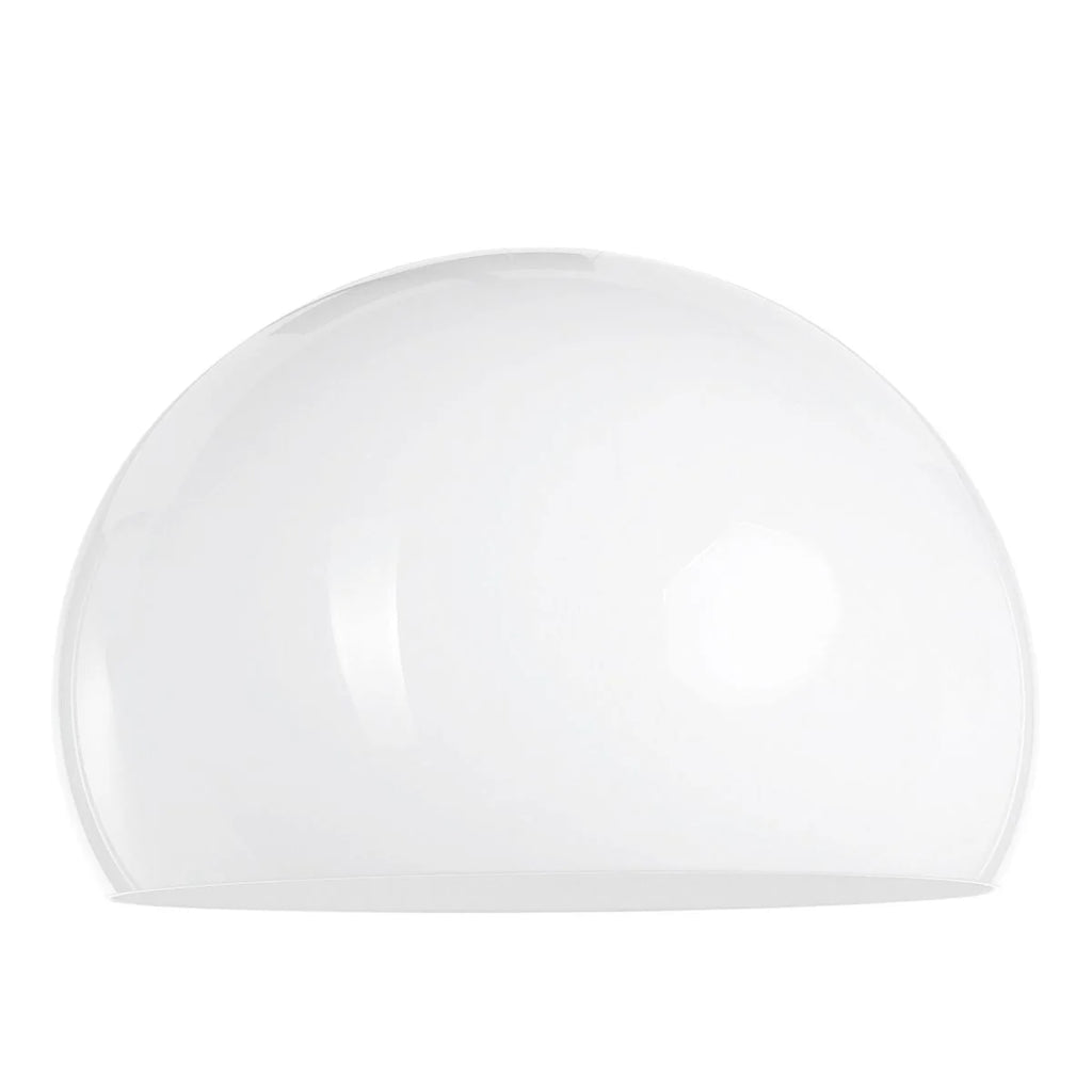Abat-jour en verre blanc semi-sphérique pour Lampadaire arc métal noir H185 cm