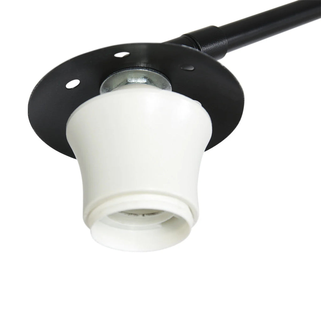 Applique noire au plafond avec support en céramique blanche pour lampadaire arc en métal